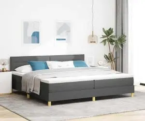 vidaXL Pat cu arcuri cu saltea gri închis 200x200 cm țesătură