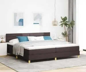vidaXL Pat cu arcuri cu saltea maro închis 200x200 cm țesătură