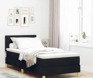 vidaXL Pat cu saltea negru 80x200 cm, din țesătură