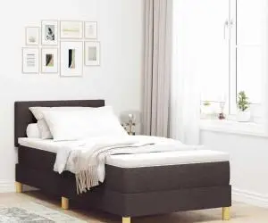 vidaXL Pat cu suport pentru saltea Maro Închis 90x200 cm Țesătură