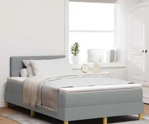 vidaXL Pat cu arcuri cu saltea gri deschis 120x200 cm țesătură