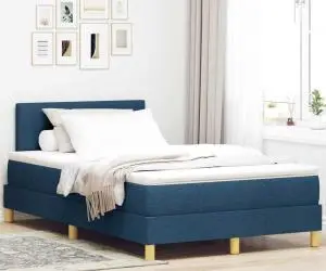 vidaXL Pat cu arcuri box cu saltea Albastru 120x200 cm Țesătură