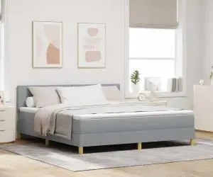 vidaXL Pat cu arcuri cu saltea Gri deschis 180x200 cm Țesătură