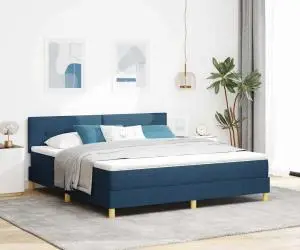 vidaXL Pat cu arcuri cu saltea albastră 180x200 cm țesătură