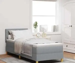 vidaXL Pat cu Arcuri cu Saltea Gri Deschis 80x200 cm Țesătură