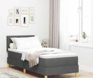 vidaXL Pat cu Arc cu Saltea Gri Întunecat 80x200 cm Țesătură