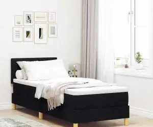 vidaXL Pat cu arcuri cu saltea neagră 80x200 cm țesătură