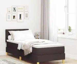 vidaXL Pat cu arcuri cu saltea maro închis 80x200 cm țesătură