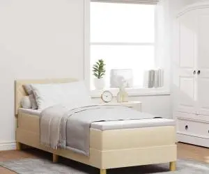 vidaXL Pat cu arcuri cu saltea crem 80x200 cm țesătură