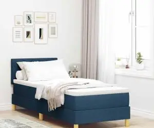 vidaXL Pat cu Spring cu Saltea Albastră 80x200 cm Țesătură