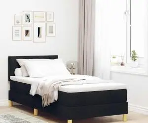 vidaXL Pat Box Spring cu Saltea Neagră 90x190 cm Țesătură