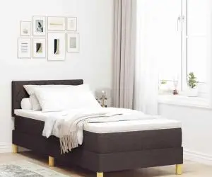 vidaXL Pat cu arcuri cu saltea maro închis 90x190 cm țesătură