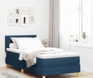vidaXL Pat cu arcuri cu saltea albastră 90x200 cm din țesătură
