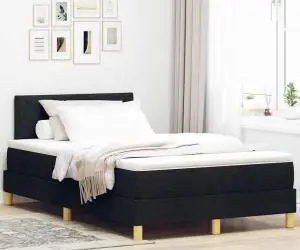vidaXL Pat cu Box Spring cu Saltea Neagră 120 x 190 cm Țesătură