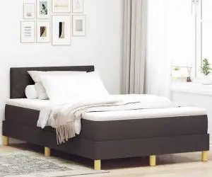 vidaXL Pat cu somieră cu saltea maro închis 120x200 cm țesătură