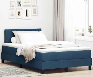vidaXL Pat cu Arcuri cu Saltea Albastru 120x200 cm Țesătură
