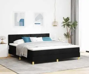 vidaXL Pat cu arcuri cu saltea neagră 180x200 cm țesătură