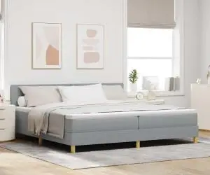 vidaXL Cadru de pat cu saltea gri deschis 200x200 cm țesătură