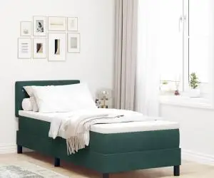 vidaXL Pat box spring cu saltea, verde închis, 80x200 cm, catifea