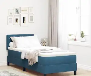 vidaXL Pat Box Spring cu Saltea Albastru Întunecat 80x200 cm Catifea