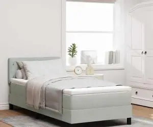 vidaXL Pat box spring cu saltea, gri deschis, 100x200 cm, catifea