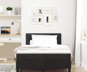 vidaXL Pat box spring cu saltea, negru, 120x200 cm, catifea