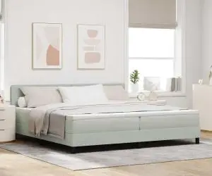 vidaXL Pat box spring cu saltea, gri deschis, 200x200 cm, catifea