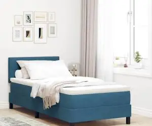 vidaXL Pat box spring cu saltea, albastru închis, 80x200 cm, catifea