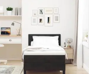 vidaXL Pat box spring cu saltea, negru, 90x200 cm, catifea
