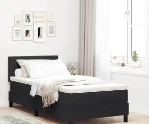 vidaXL Pat box spring cu saltea, negru, 100x200 cm, catifea