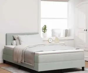 vidaXL Pat box spring cu saltea, gri deschis, dublu mic, catifea