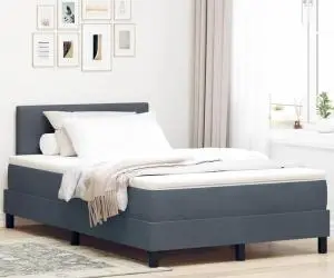 vidaXL Pat box spring cu saltea, gri închis, 120x200 cm, catifea