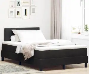 vidaXL Pat box spring cu saltea, negru, 120x200 cm, catifea