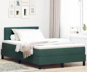 vidaXL Pat box spring cu saltea, verde închis, 120x200 cm, catifea