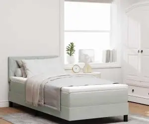 vidaXL Pat box spring cu saltea, gri deschis, 100x200 cm, catifea