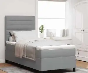 vidaXL Pat cu arcuri cu saltea Gri deschis 80x200 cm Țesătură