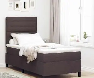 vidaXL Pat cu Somier Gri Întunecat 100x200 cm Țesătură