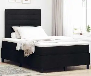 vidaXL Pat cu cadru cu saltea Negru 120x200 cm Țesătură