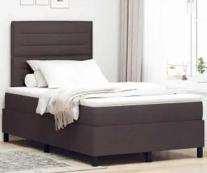 vidaXL Pat cu suport pentru saltea cu saltea Culoare Maro închis 120x200 cm Țesătură