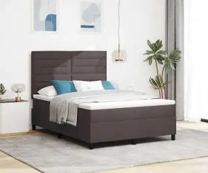 vidaXL Pat Box Spring cu Saltea Maro Închis 160x200 cm din Țesătură