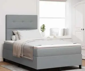 vidaXL Pat cu somieră și saltea gri deschis 120x200 cm din țesătură