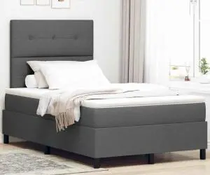 vidaXL Pat cu Arcuri cu Saltea Gri Întunecat 120x200 cm Material Textil