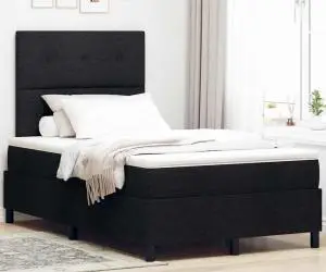 vidaXL Pat cu Arcuri și Saltea Neagră 120x200 cm Țesătură