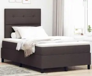 vidaXL Pat cu Somieră cu Saltea Maro Întunecat 120x200 cm Țesătură