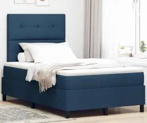 vidaXL Pat cu box spring cu saltea albastră 120x200 cm textil