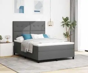 vidaXL Pat cu arcuri și saltea gri închis 160x200 cm din țesătură