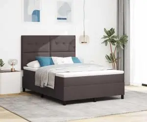 vidaXL Pat cu box spring cu saltea maro închis 160x200 cm material