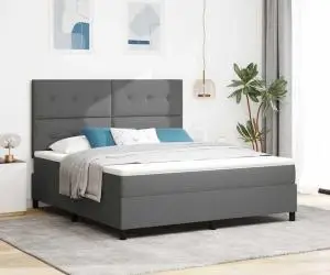 vidaXL Pat cu box spring gri închis fabricat