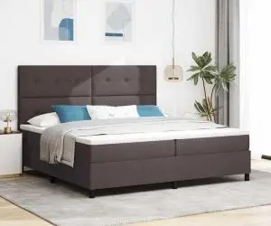 vidaXL Pat cu arcuri cu saltea gri închis 200x200 cm țesătură