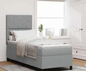 vidaXL Pat cu arcuri cu saltea Gri deschis 80x200 cm Țesătură